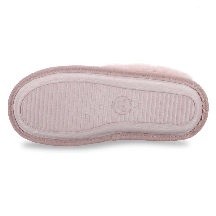 Isotoner® Ladies Suede Mule Slipper With Fur Cuff Pink Extra Image 5